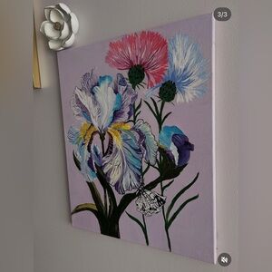 Floral Canvas Art with Butterfly
